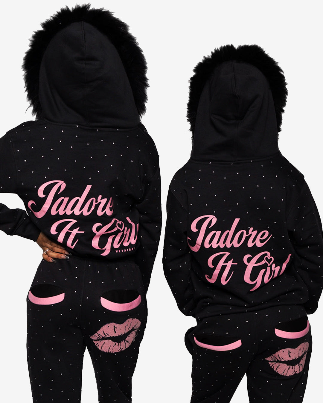 “J'ADORE IT GIRLS” SET - NOIR/ROSE