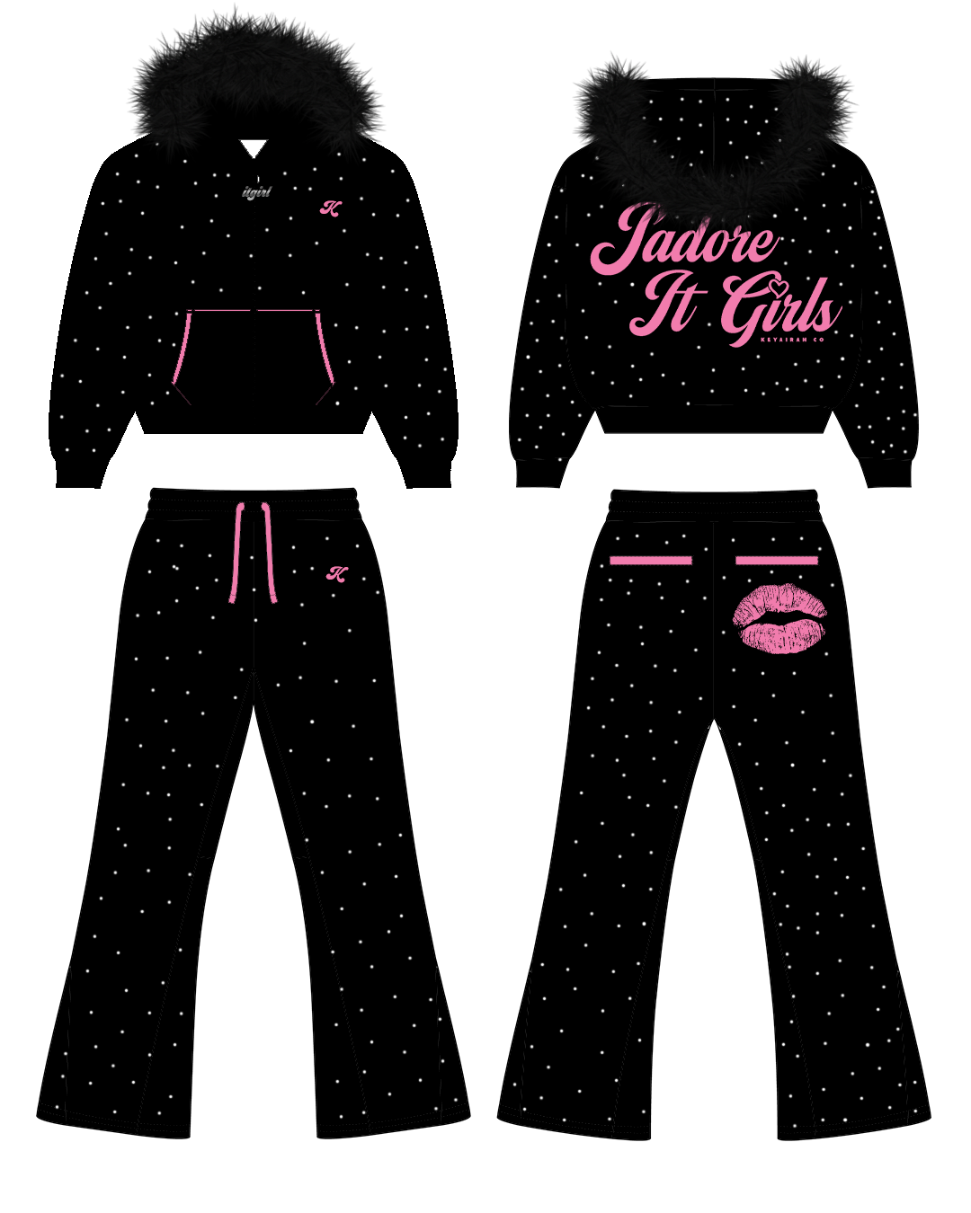 “J'ADORE IT GIRLS” SET - NOIR/ROSE